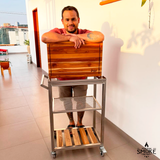Mesa parrillera inox + Tabla teca